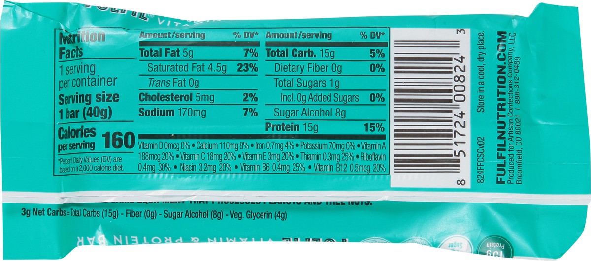 slide 11 of 13, FULFIL Chocolate Salted Caramel Flavored Protein Bar, 1.41 oz, 1.41 oz