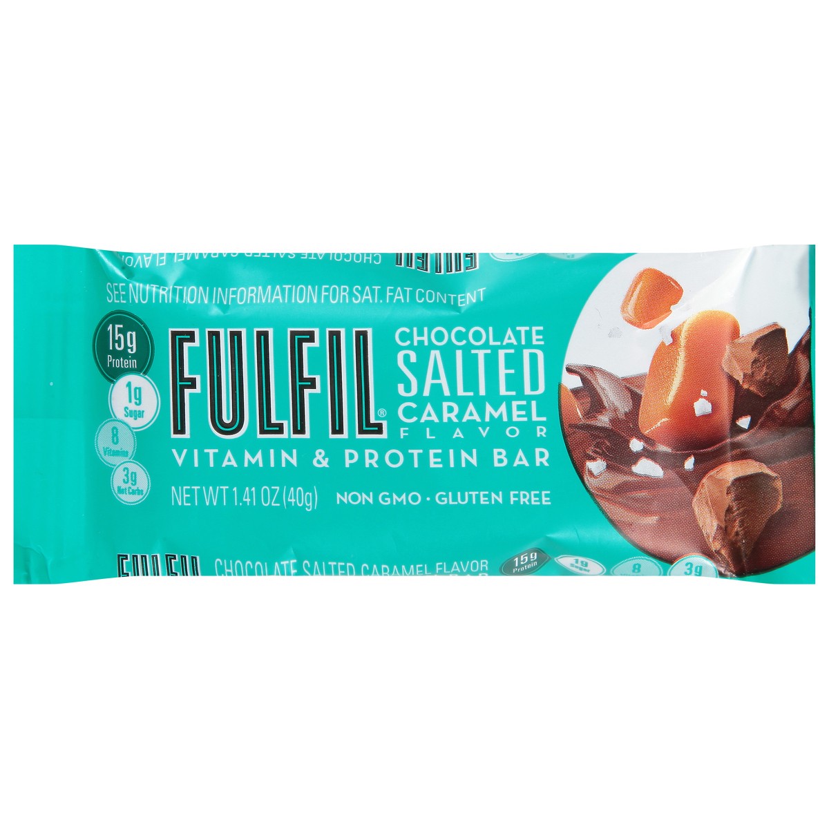 slide 12 of 13, FULFIL Chocolate Salted Caramel Flavored Protein Bar, 1.41 oz, 1.41 oz
