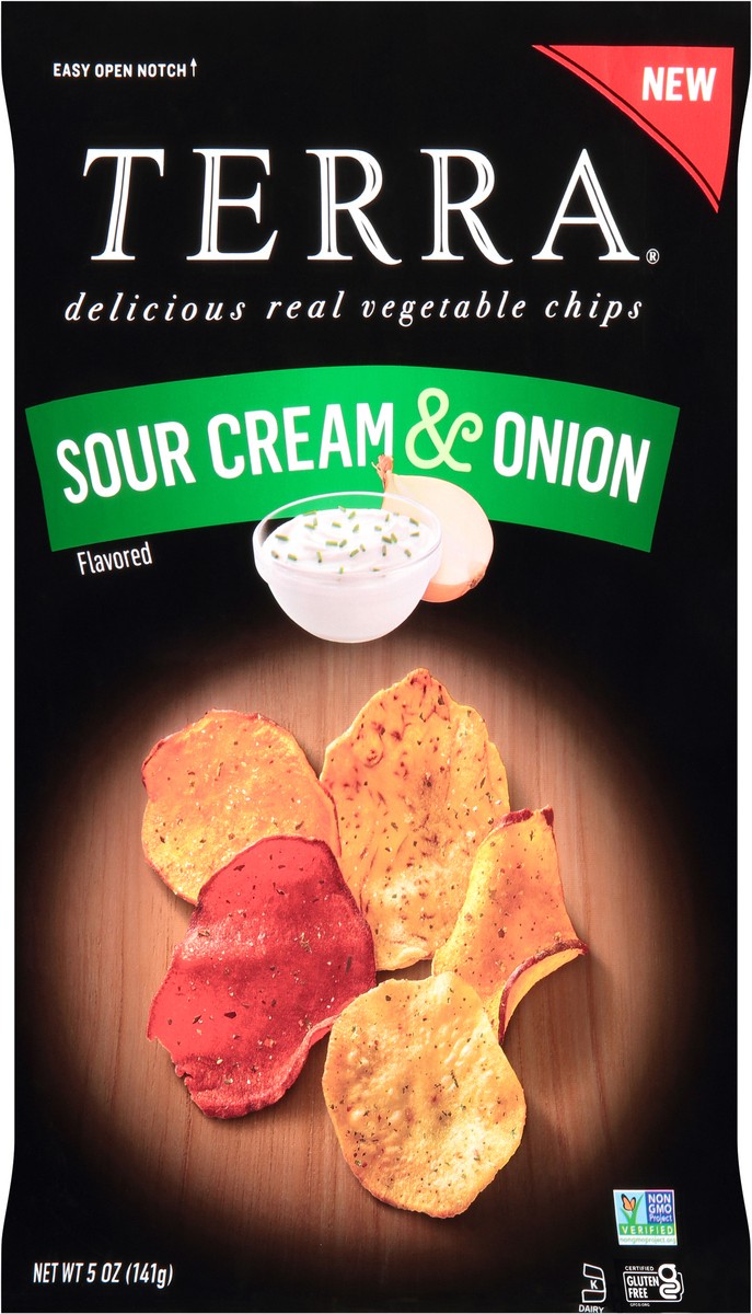 slide 2 of 10, Terra Sour Cream & Onion Flavored Vegetable Chips 5 oz. Bag, 5 oz