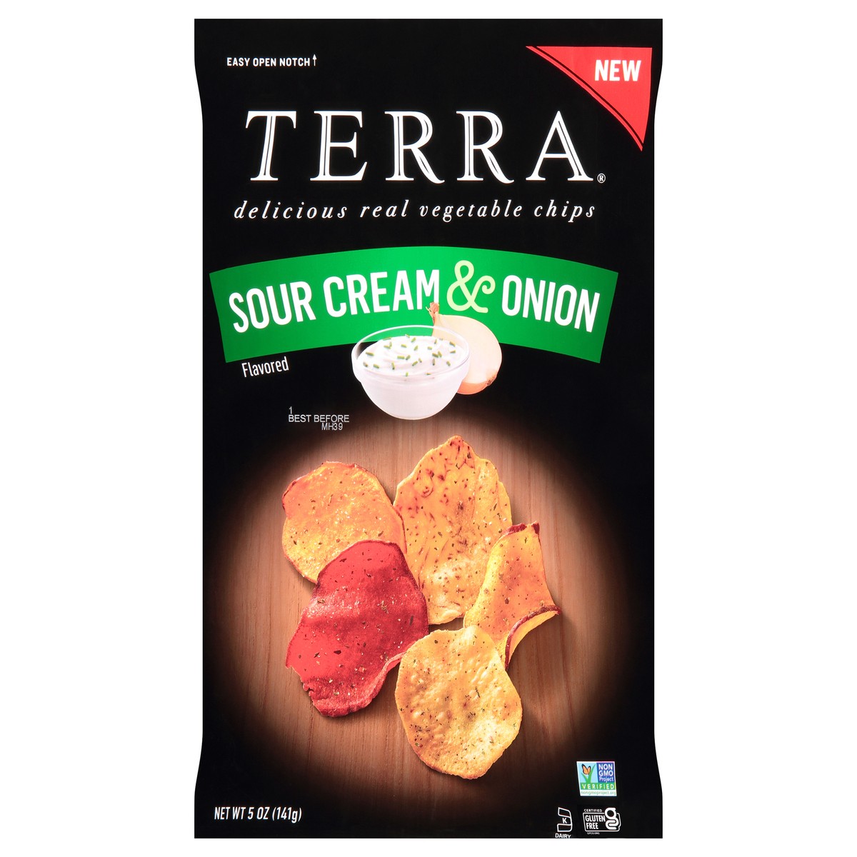 slide 1 of 10, Terra Sour Cream & Onion Flavored Vegetable Chips 5 oz. Bag, 5 oz