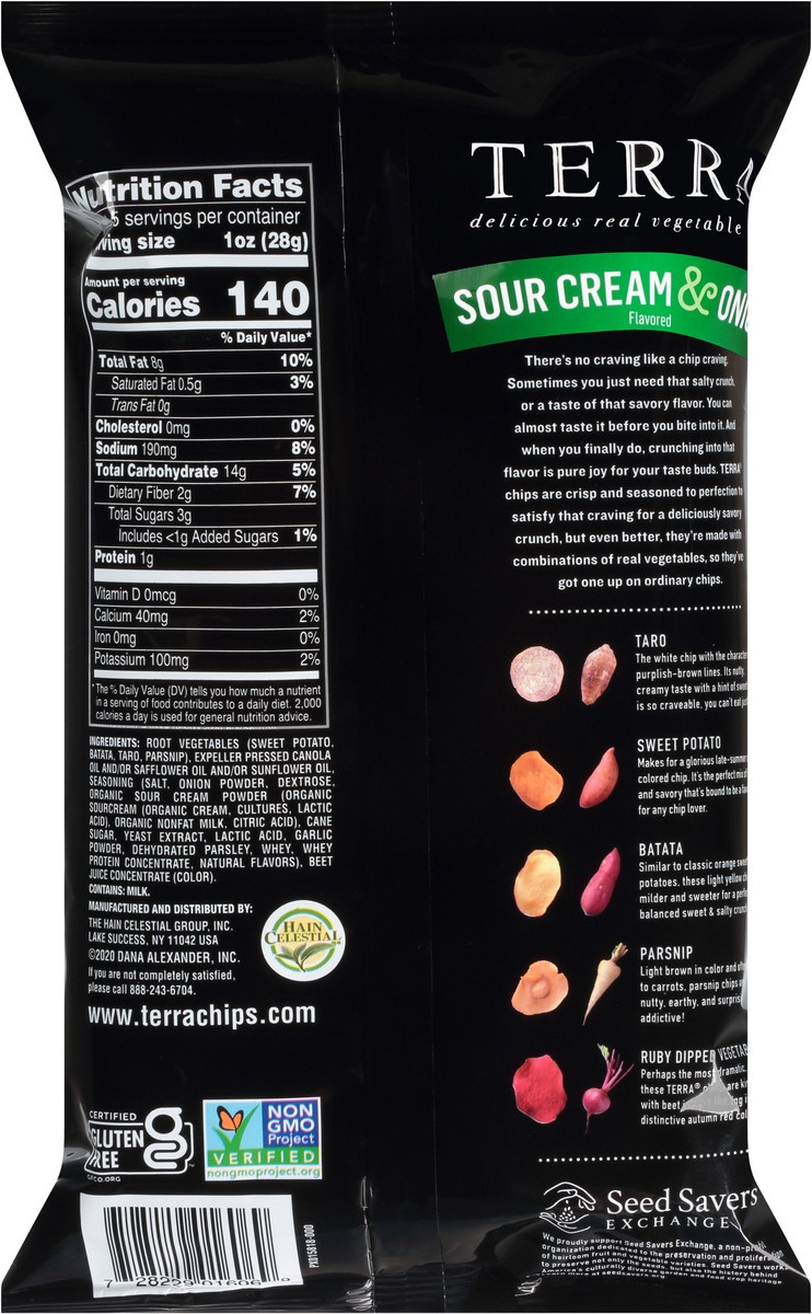 slide 6 of 10, Terra Sour Cream & Onion Flavored Vegetable Chips 5 oz. Bag, 5 oz