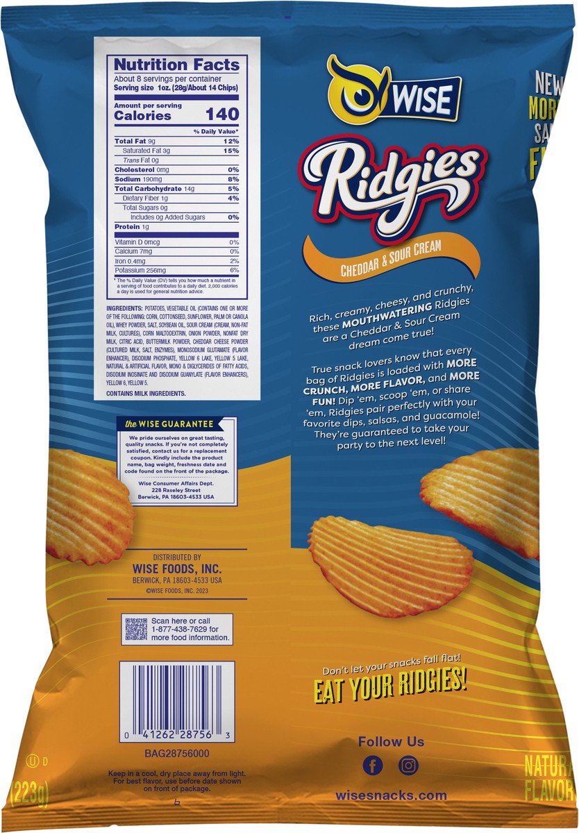 slide 3 of 3, Ridgies Cheddar & Sour Cream 7.875 Oz, 7.875 oz