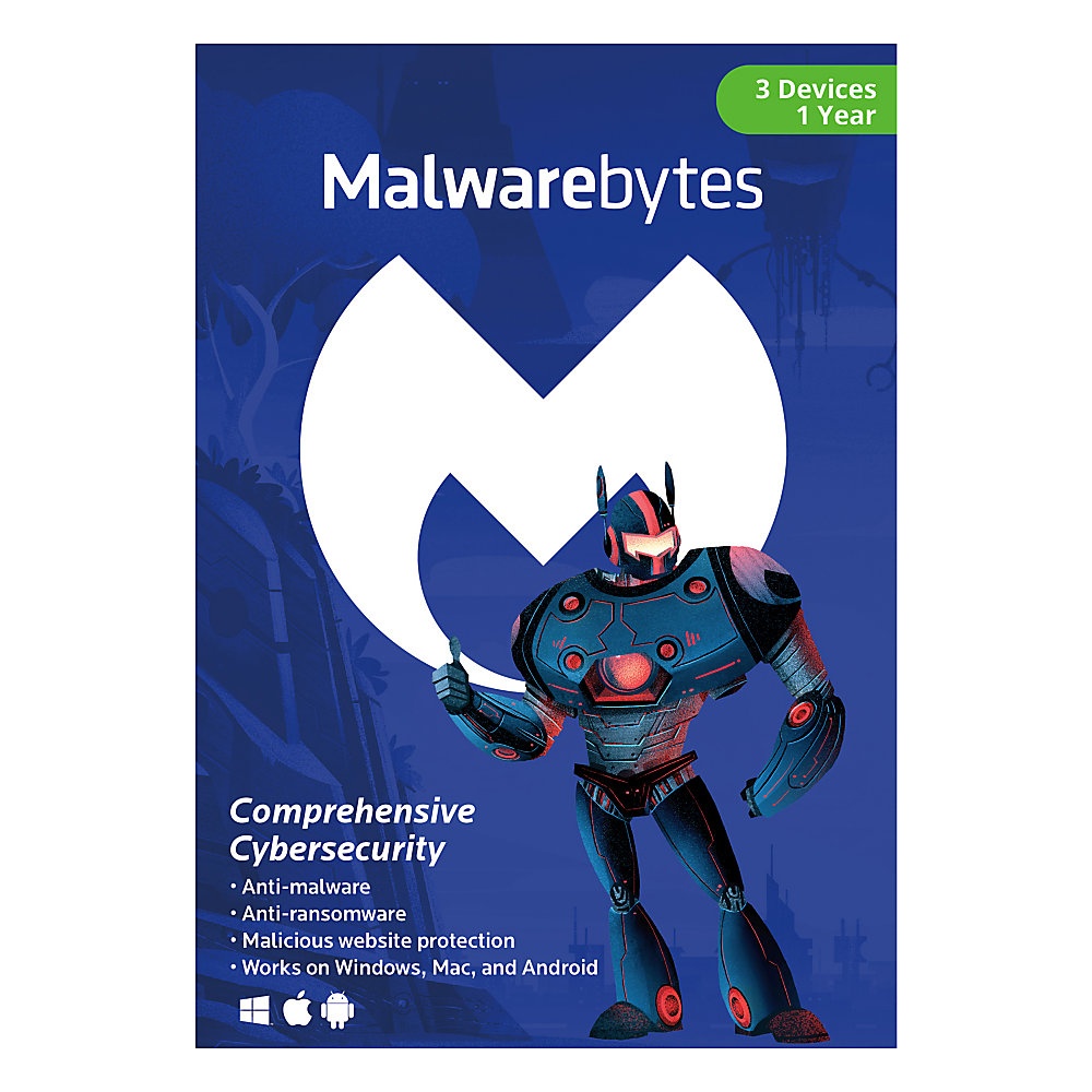 slide 1 of 1, Malwarebytes Premium, 1-Year Subscription, For 3 Pc And Apple Mac Devices, Traditional Disc, 1 ct