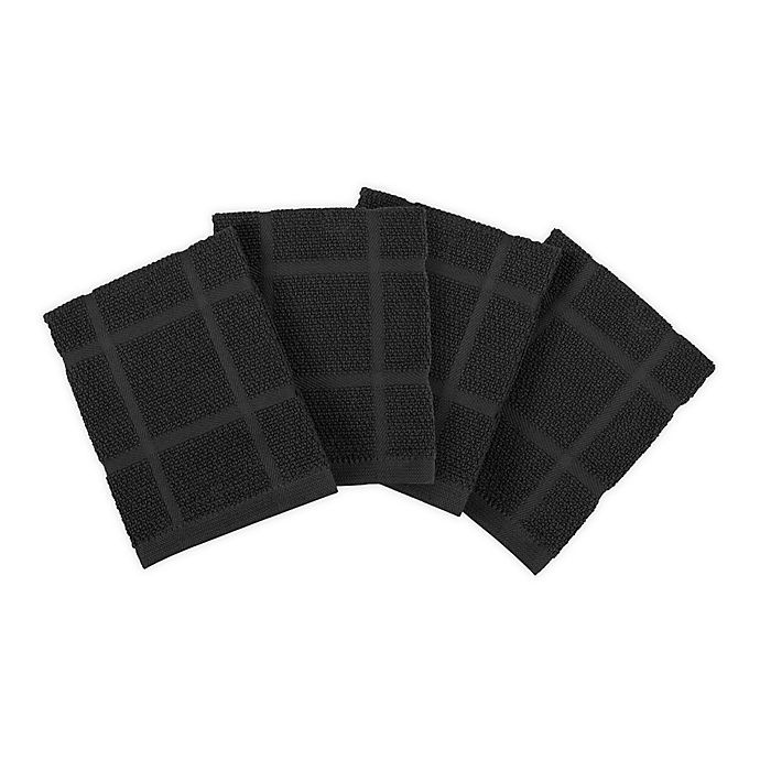 slide 1 of 3, KitchenSmart Colors Solid Dish Cloths - Black, 4 ct