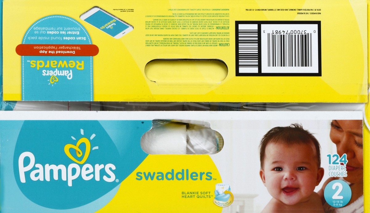 slide 2 of 4, Pampers Swaddlers Diapers Size 2 124 Count, 124 ct