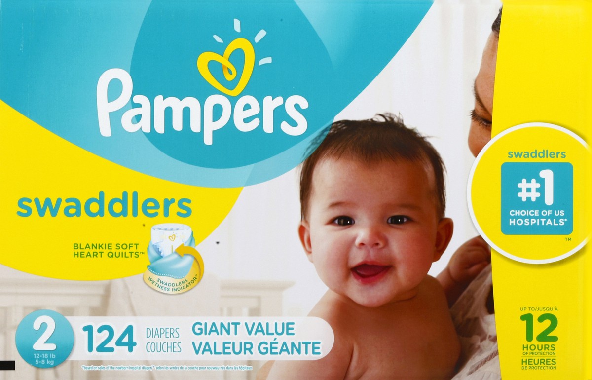 slide 4 of 4, Pampers Swaddlers Diapers Size 2 124 Count, 124 ct