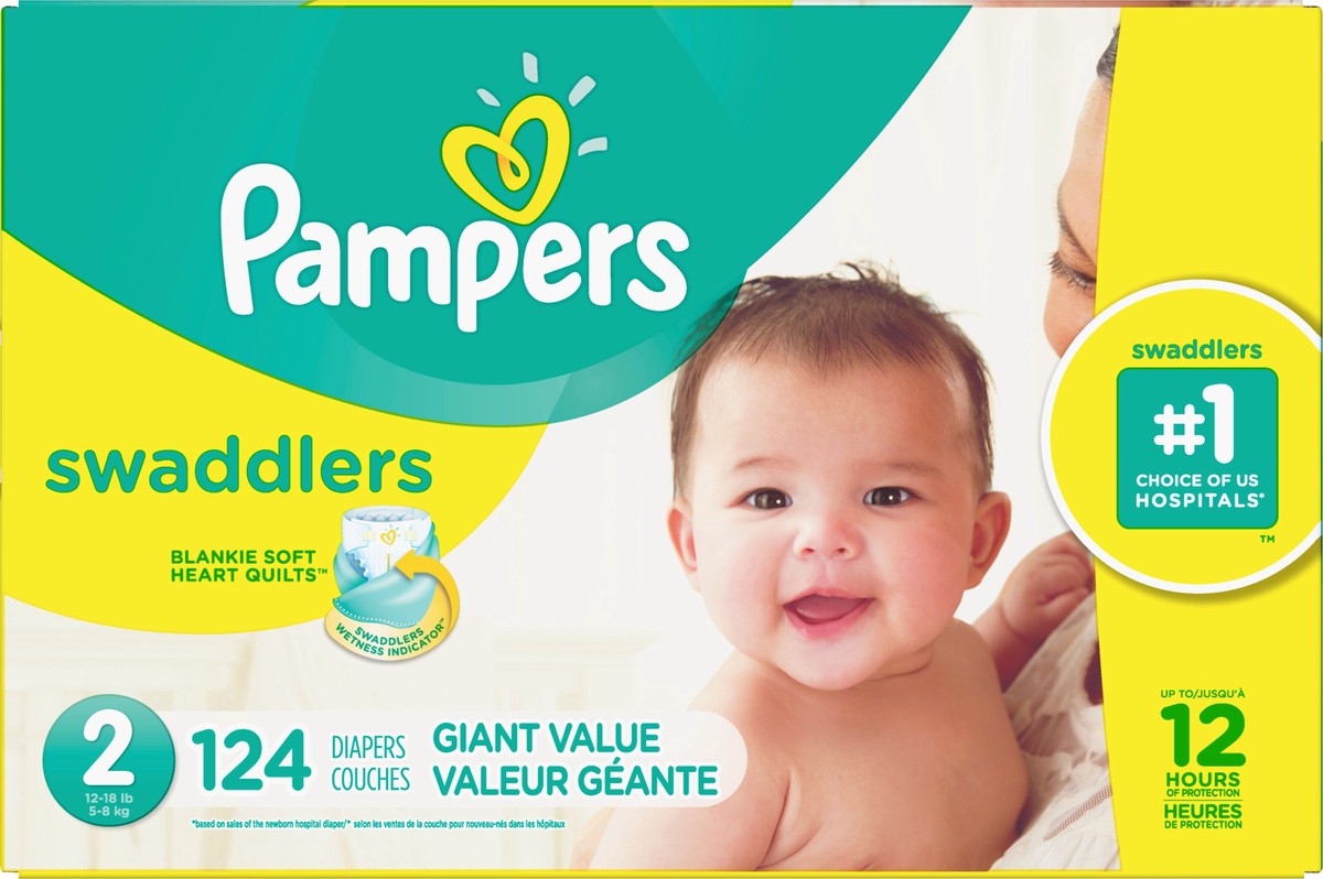 slide 1 of 4, Pampers Swaddlers Diapers Size 2 124 Count, 124 ct