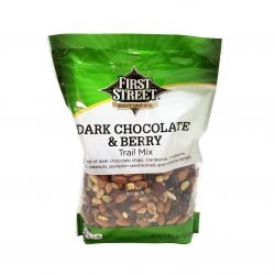 slide 1 of 1, First Street Dark Chocolate And Berry Trail Mix, 22 oz