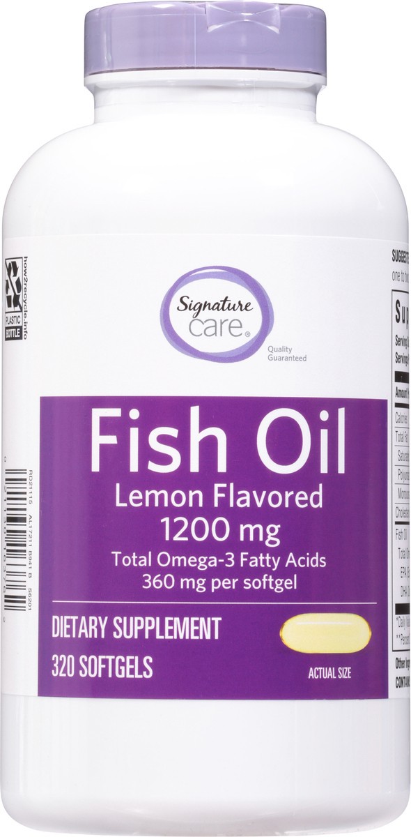 slide 6 of 9, Signature Care Fish Oil 1200mg Lemon Flavor Softgel - 320 CT, 320 ct