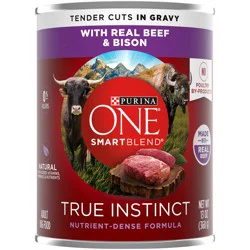 Purina ONE Wet Dog Food True Instinct Classic Ground Grain-Free Formula With Real Beef and Bison High Protein Dog Food