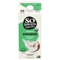 So Delicious Dairy Free Organic Coconutmilk, Unsweetened Original, Vegan, Gluten Free, Lactose Free Plant Based Milk Alternative, 64 fl oz Carton