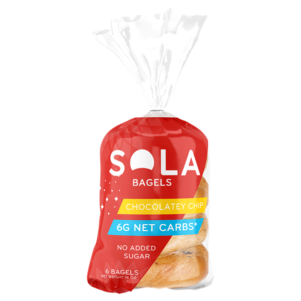 slide 1 of 1, Sola Chocolate Chip Low Carb Bagels, 12 oz