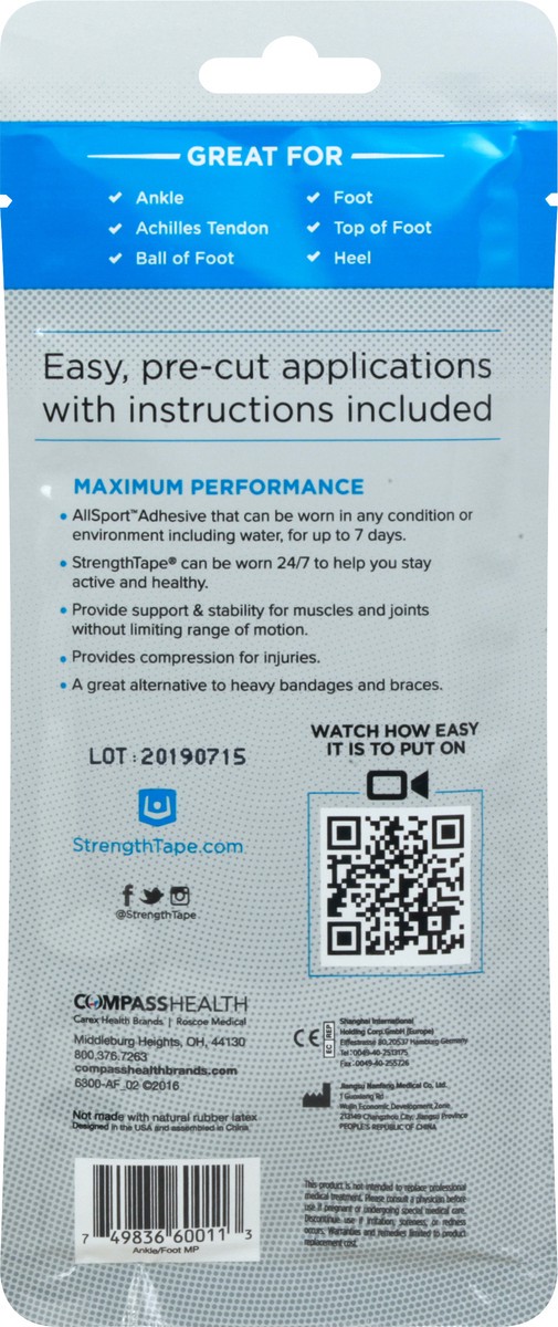 slide 3 of 9, StrengthTape Foot & Ankle Precut Srips 6 ea, 6 ct