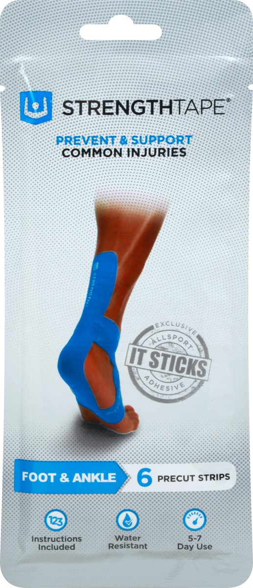 slide 7 of 9, StrengthTape Foot & Ankle Precut Srips 6 ea, 6 ct