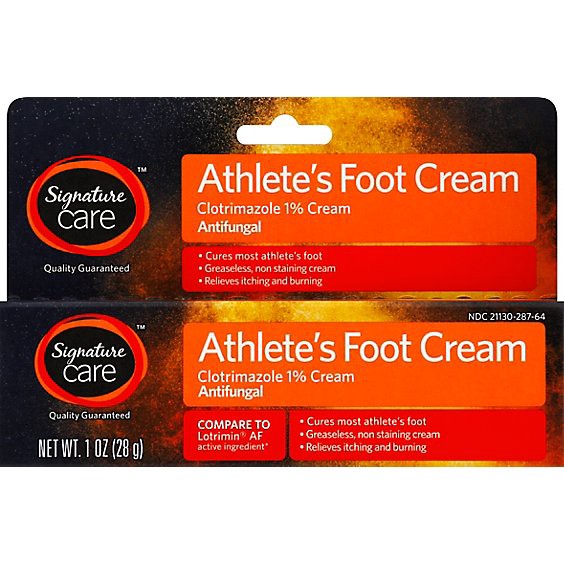 slide 1 of 1, Signature Care Athletes Foot Cream Clotrimazole 1% Antifungal - 1 Oz, 1 oz
