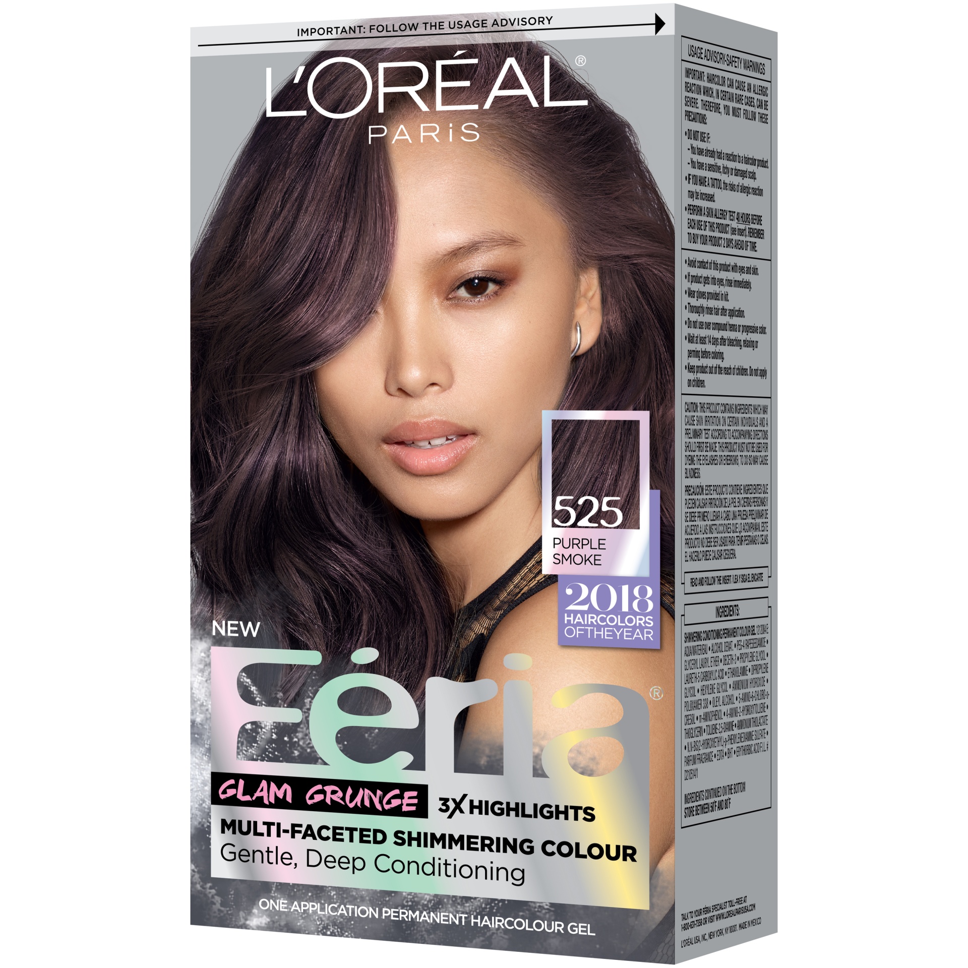 slide 4 of 8, L'Oréal Paris Feria Permanent Hair Color - 525 Purple Smoke, 1 ct