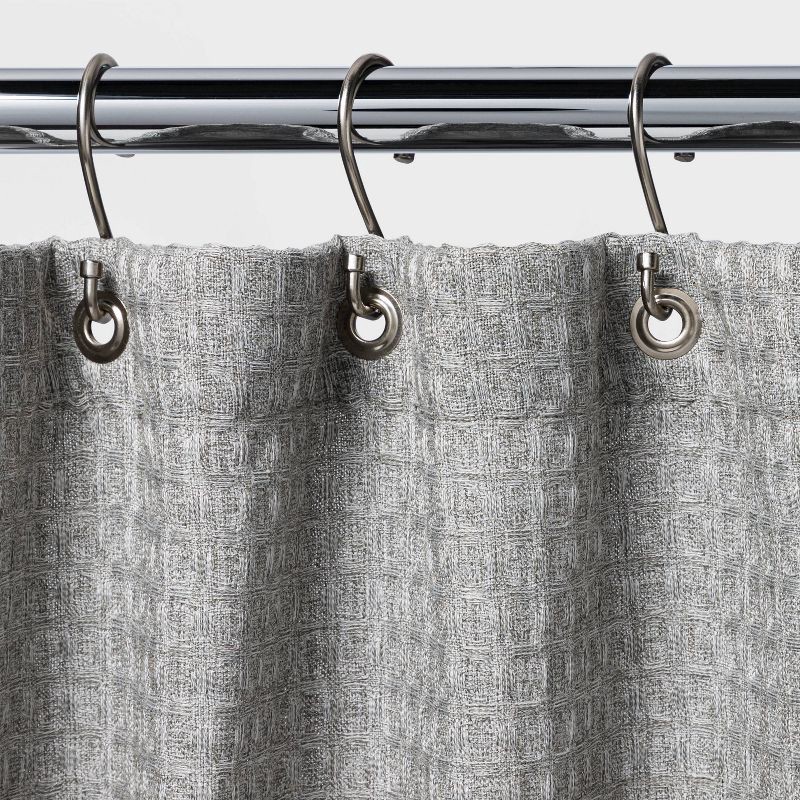 slide 3 of 4, 72"x72" Waffle Weave Shower Curtain Gray - Threshold™: Cotton Blend, Grommet Top, Machine Washable, 1 ct