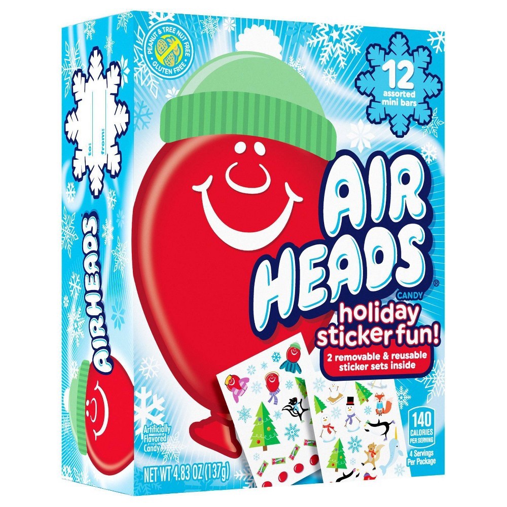 slide 2 of 2, Airheads Air Heads Holiday Sticker Fun Mini Bars, 4.83 oz