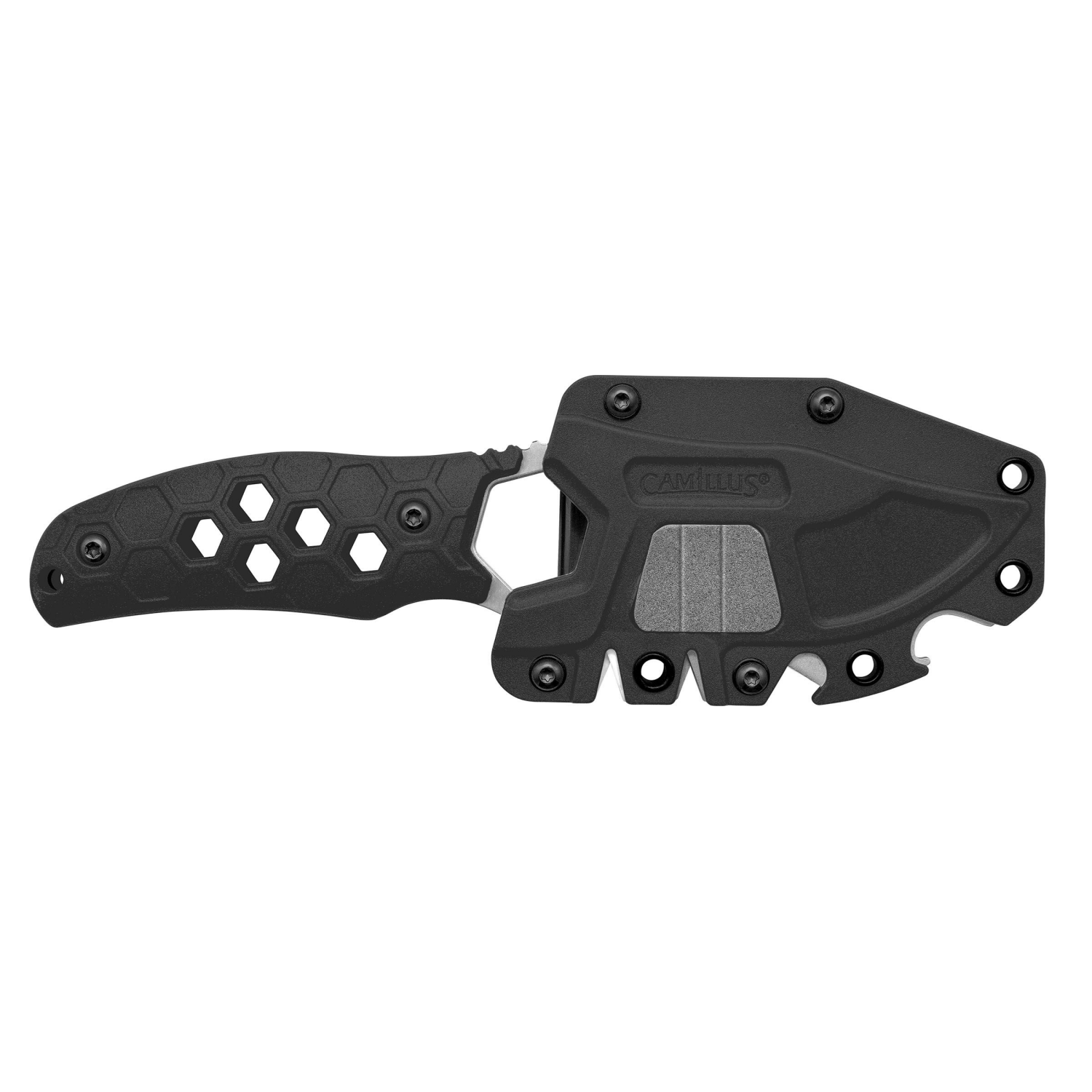 slide 4 of 8, Camillus Comb 7.25" Fixed Blade Knife With Sheath, 1 ct