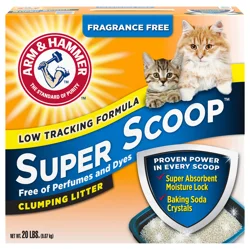 ARM & HAMMER Super Scoop Clumping Cat Litter, Fragrance Free 20lb