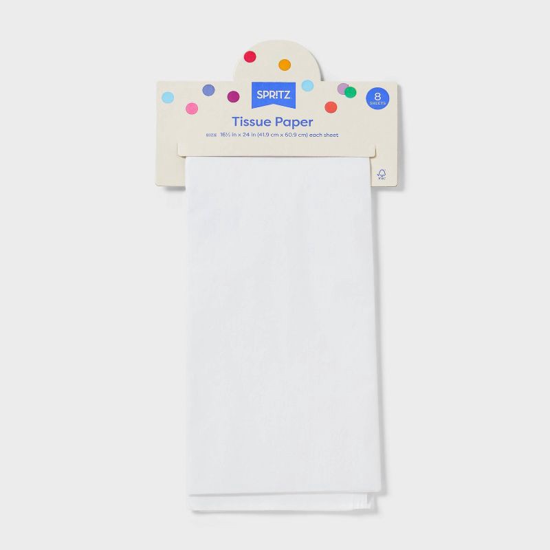 slide 3 of 3, 8ct Tissue Paper Solid White - Spritz™: Gift Bag Tissue for All Occasions, Solid White, 16.5" x 24", 8 ct