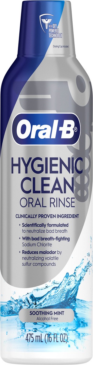 slide 3 of 3, Oral-B Hygienic Clean Oral Rinse, Soothing Mint Flavor, 475 mL (16 fl oz), 16 fl oz