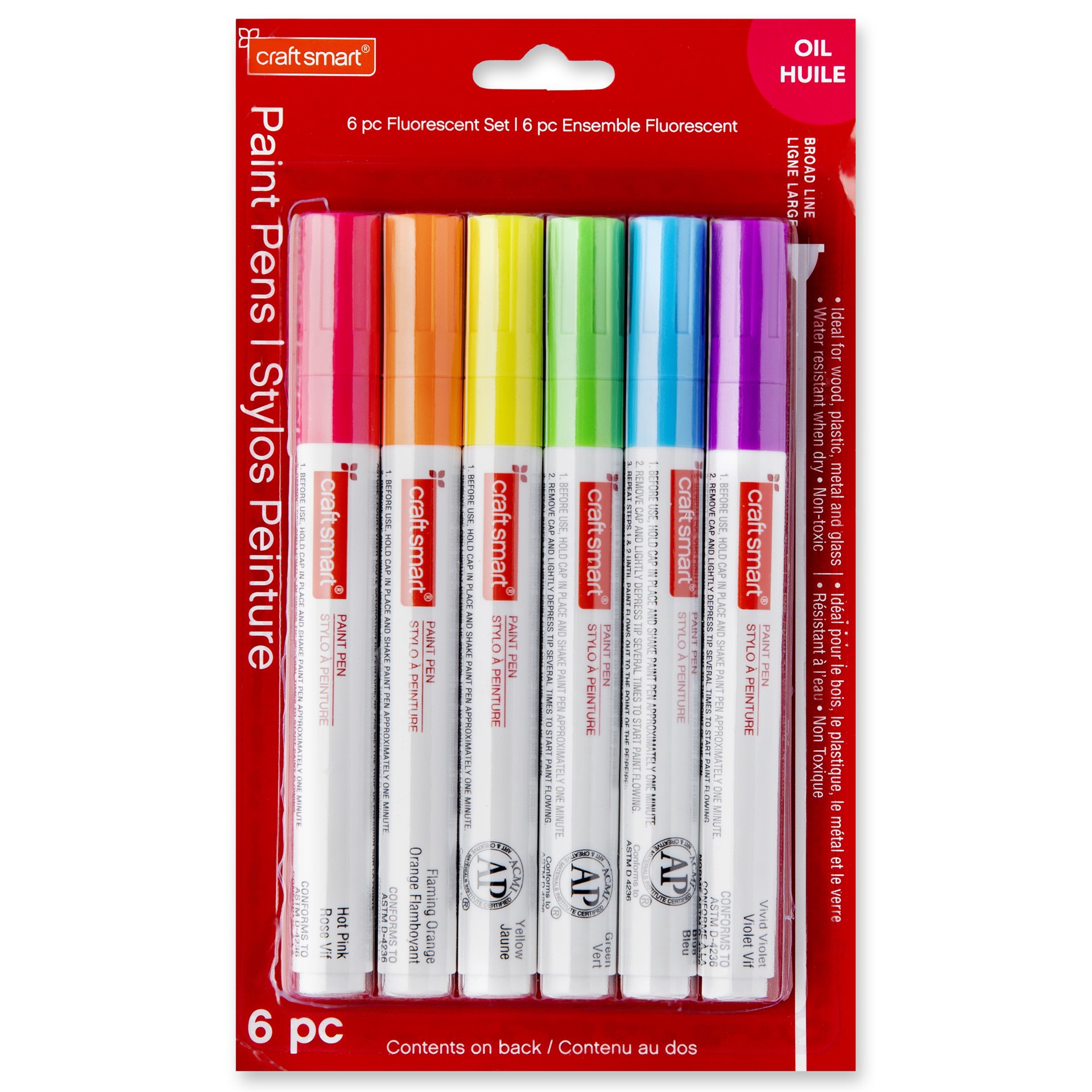 slide 5 of 8, Fluorescent Broad Line Paint Pen Set By Craft Smart, 6 ct