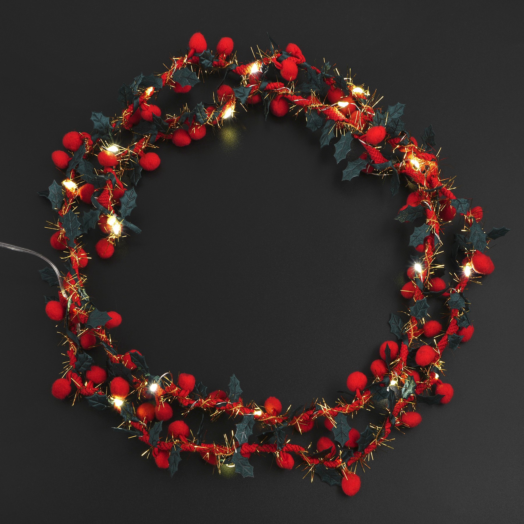 slide 2 of 2, 5.5ft. Red & Green Holly Led Garland String Lights By Ashland, 5.5 ft