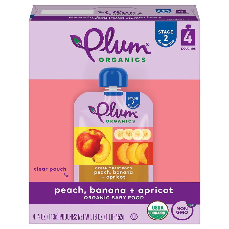 slide 1 of 11, Plum Organics Baby Food Stage 2 - Peach Banana Apricot - 16oz, 16 oz