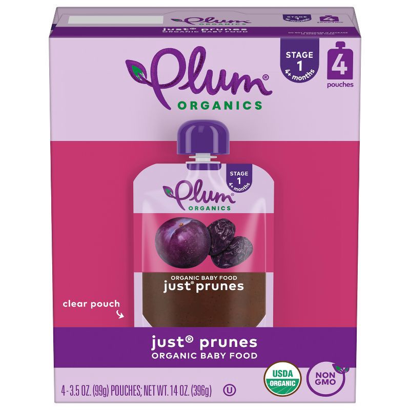 slide 1 of 1, Plum Organics 4pk Just Prunes Baby Food Pouch - 14oz, 4 ct; 14 oz