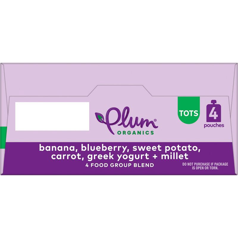 slide 11 of 11, Plum Organics Mighty 4 - Banana Blueberry Sweet Potato Carrot Greek Yogurt Millet - 4oz/4ct, 4 ct; 4 oz