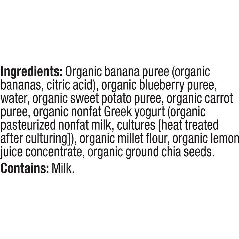 slide 9 of 11, Plum Organics Mighty 4 - Banana Blueberry Sweet Potato Carrot Greek Yogurt Millet - 4oz/4ct, 4 ct; 4 oz