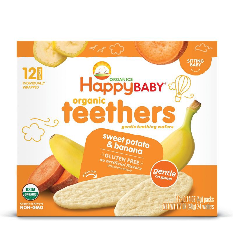 slide 3 of 6, Happy Family HappyBaby Sweet Potato & Banana Organic Teethers - 12ct/1.7oz, 12 ct; 1.7 oz