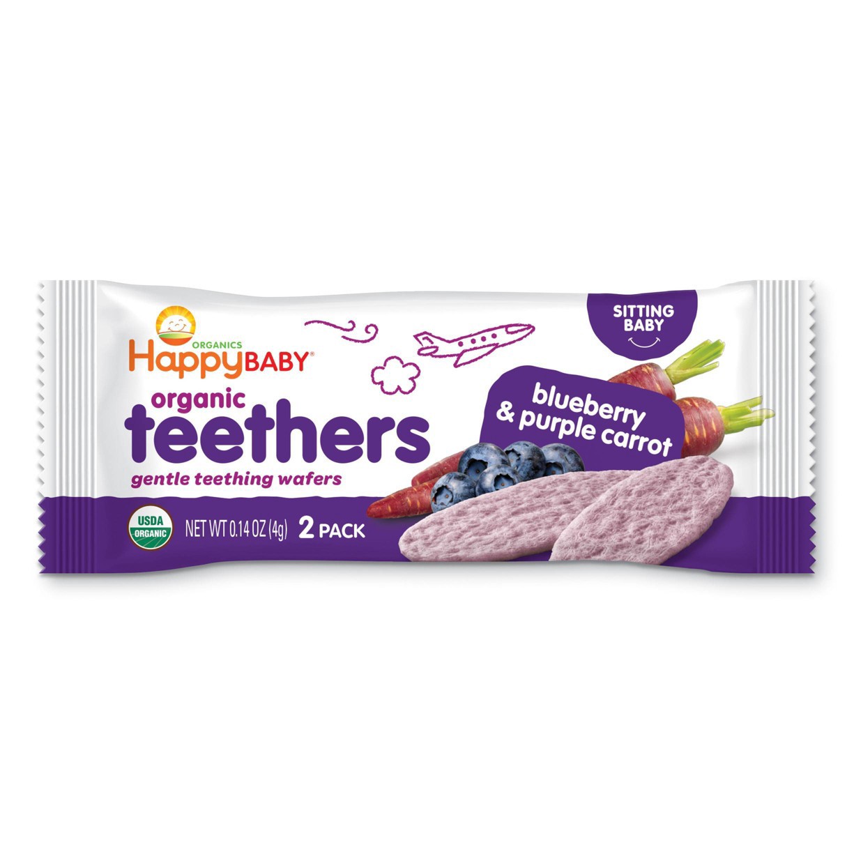 slide 10 of 10, Happy Baby Blueberry Purple Carrot Teething Wafers, 12 ct; 0.14 oz