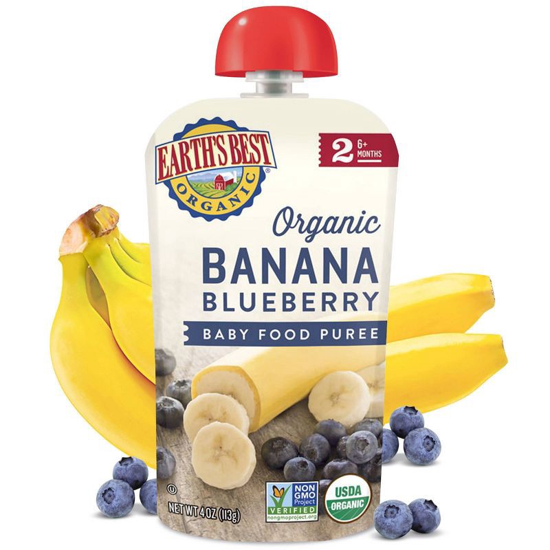 slide 3 of 3, Earth's Best Organic 4pk Banana Blueberry Baby Food Pouch - 16oz, 4 ct; 16 oz