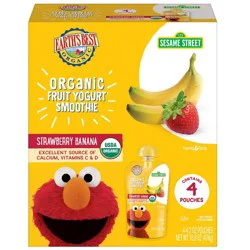 Earth's Best Organic 4pk Sesame Street Strawberry Banana Fruit Yogurt Smoothie - 16.8oz