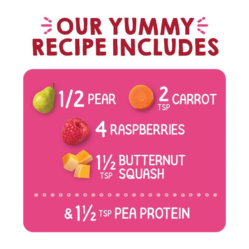 slide 3 of 7, Happy Baby Happy Tot Organics Fiber & Protein Organic Pears, Raspberries, Carrots & Butternut Squash - 4oz, 4 oz