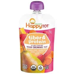 HappyTot Happy Tot Fiber & Protein Organic Pears, Raspberries, Carrots & Butternut Squash Toddler Pouch - 4oz