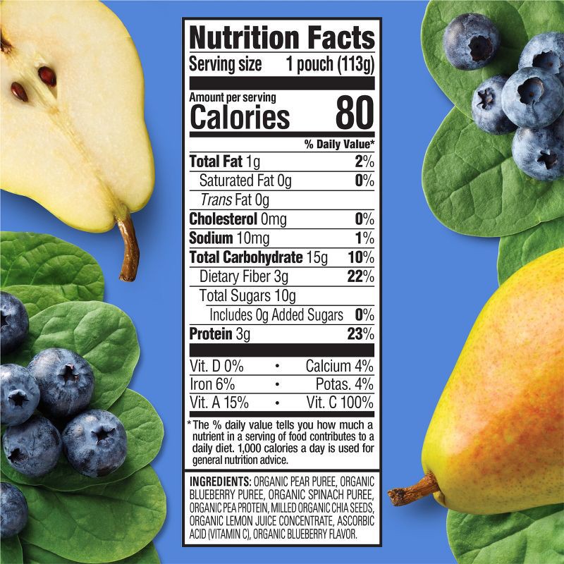 slide 6 of 7, Happy Baby HappyTot Fiber & Protein Organic Pears Blueberries & Spinach Baby Food - 4oz, 4 oz