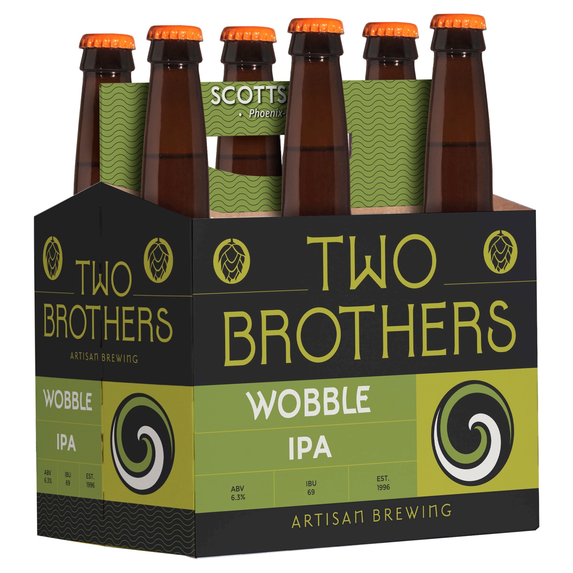 slide 1 of 1, Two Brothers Artisan Brewing Two Brothers Wobble IPA Beer - 6pk/12 fl oz Bottles, 6 ct; 12 fl oz