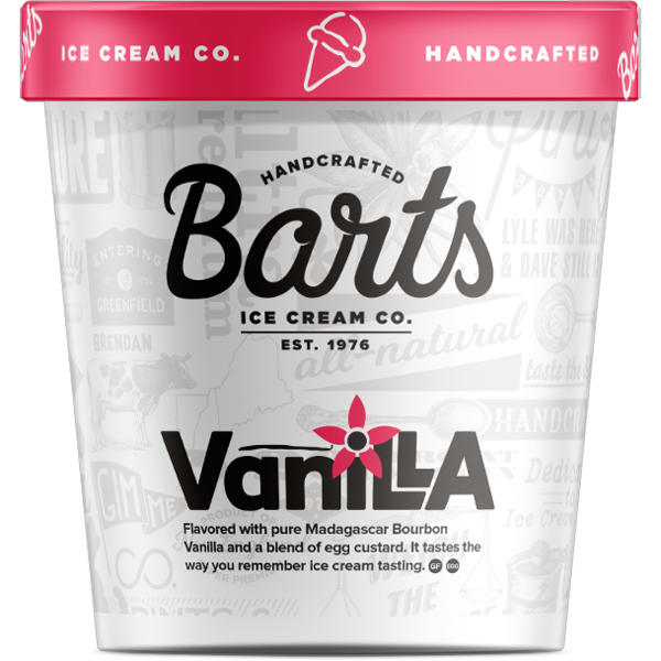 slide 1 of 1, Bart's Ice Cream Co. Vanilla Ice Cream 1 pt, 16 fl oz