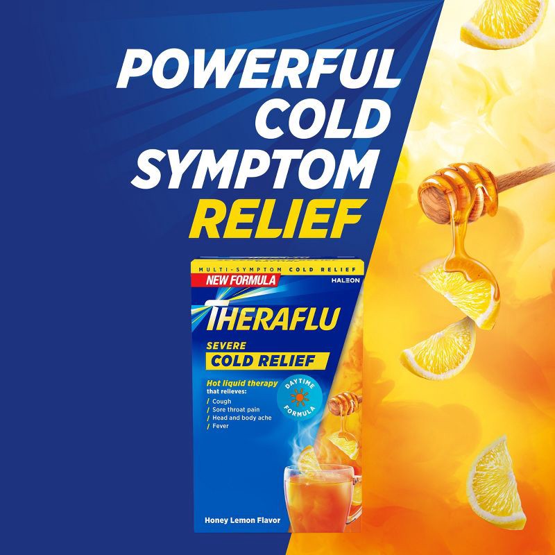 slide 3 of 9, Theraflu Multi-Symptom Severe Cold Relief Daytime Powder - Honey Lemon - 6ct, 6 ct
