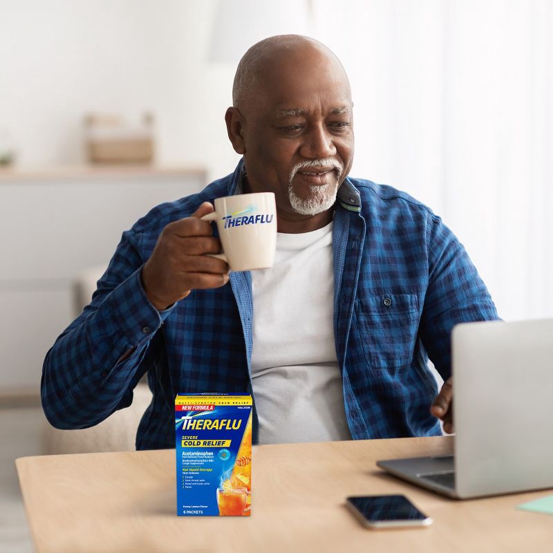slide 8 of 9, Theraflu Multi-Symptom Severe Cold Relief Daytime Powder - Honey Lemon - 6ct, 6 ct