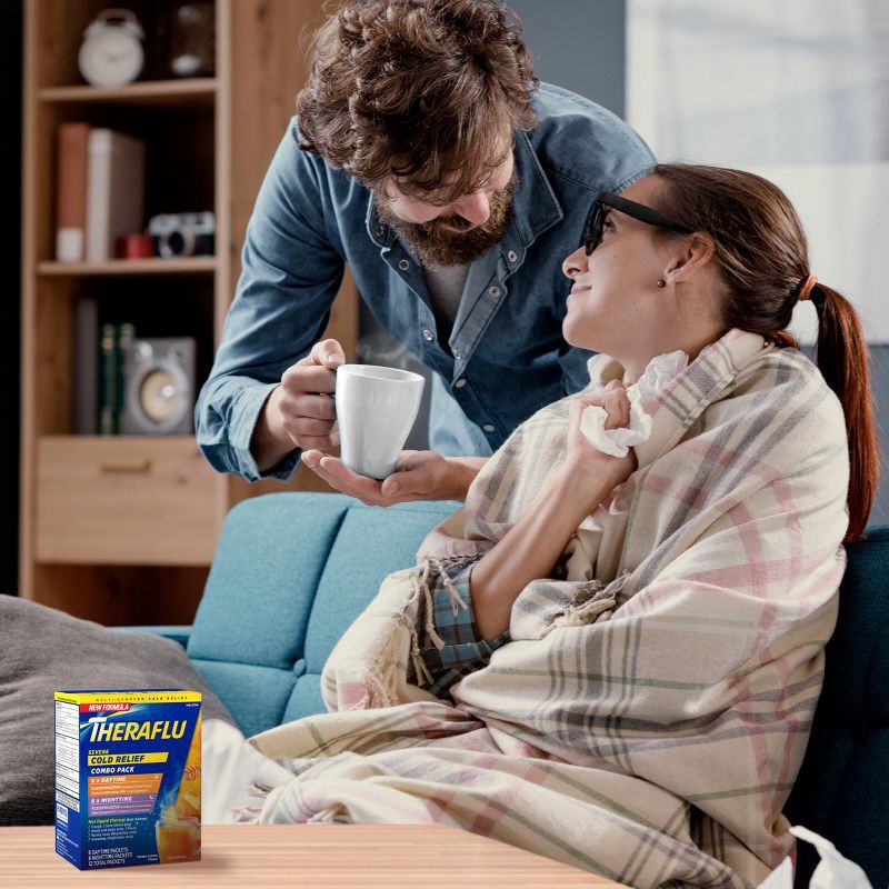 slide 9 of 9, Theraflu Multi-Symptom Severe Cold Relief Day & Night Powder - Honey Lemon​ - 12ct, 12 ct