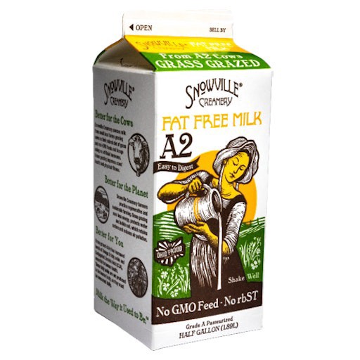 slide 1 of 1, Snowville Creamery Fat-Free Milk, 1/2 gal