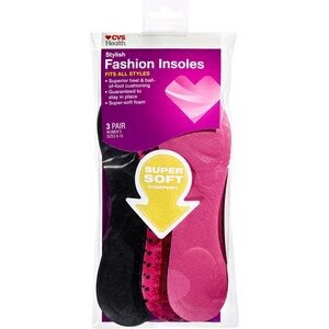 slide 1 of 1, CVS Health Fashion Insoles For Women, Sizes 6-10, 1 Pair, 3 ct