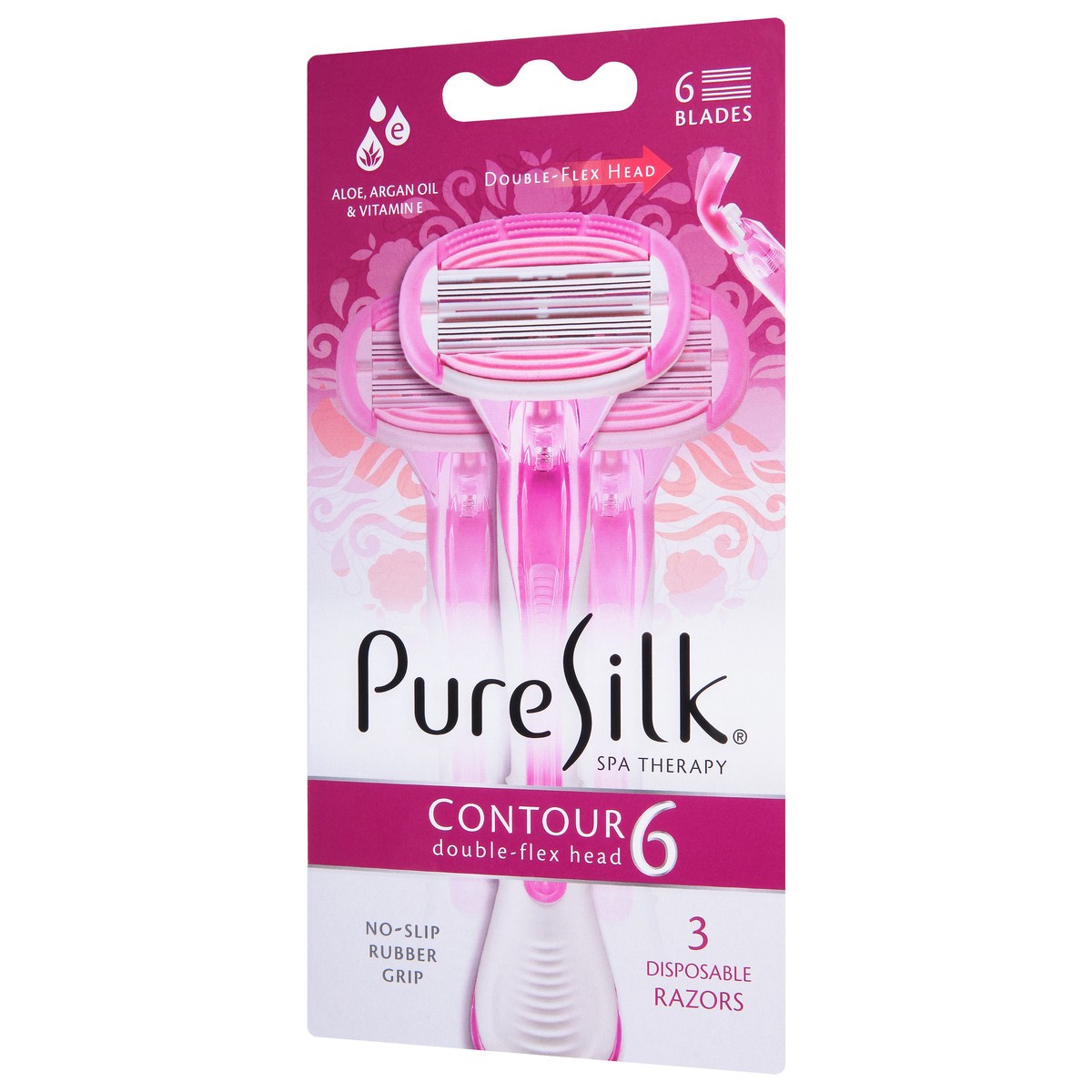 slide 7 of 9, Pure Silk Razor, Premium, Double Flex Head, Contour 6, 3 Each, 3 ct