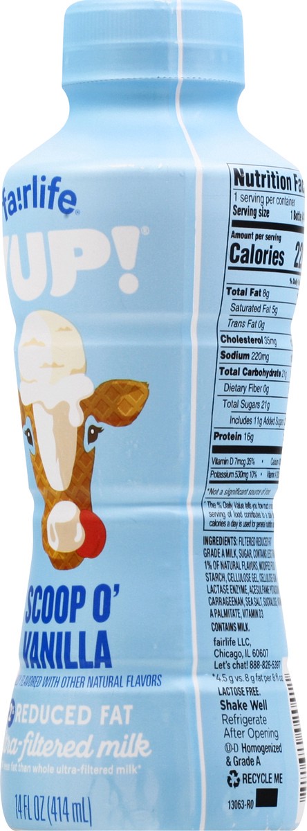 slide 6 of 9, fairlife Yup! Reduced Fat 2% Milkfat Ultra-Filtered Scoop O' Vanilla Milk 14 oz, 14 oz