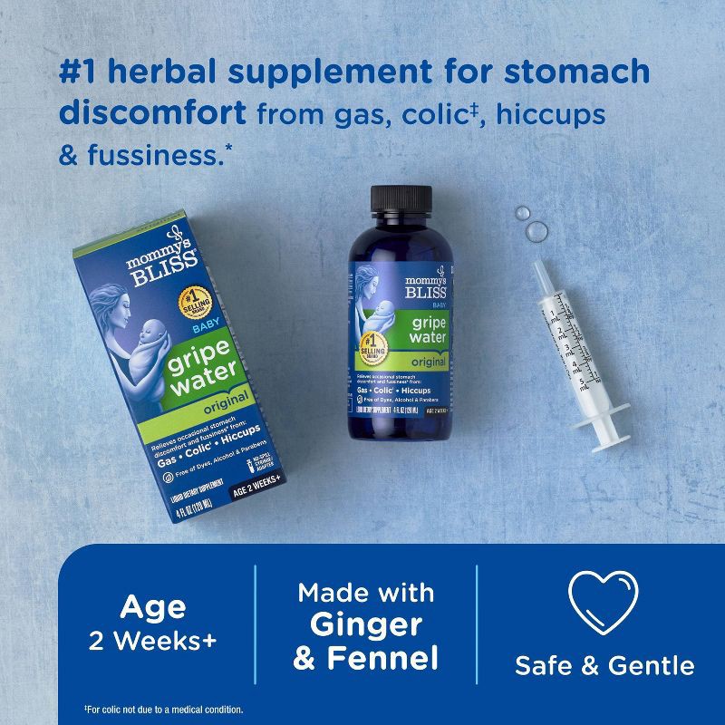 slide 3 of 10, Mommy's Bliss Gripe Water for Babies with Gas, Colic or Stomach Discomfort - 4 fl oz, 4 fl oz