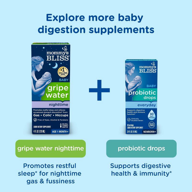 slide 8 of 10, Mommy's Bliss Gripe Water for Babies with Gas, Colic or Stomach Discomfort - 4 fl oz, 4 fl oz